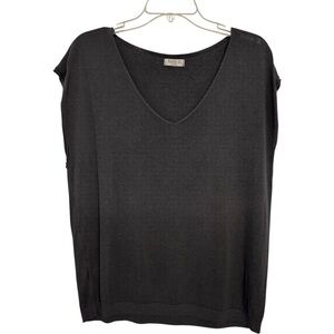 Suzy D London‎ Charcoal Grey V-Neck Knit Top – One Size